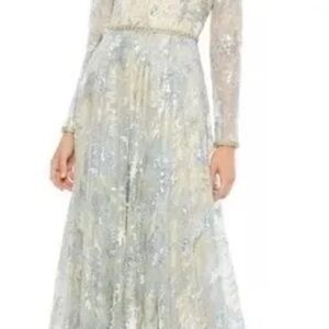 Mac Duggal 12460 Blue and Silver formal, pockets, size 10